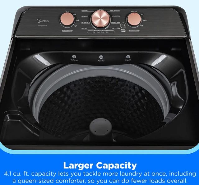Midea® Metallic Gray Agitator Top Load Washer and Electric Dryer Laundry Pair-4