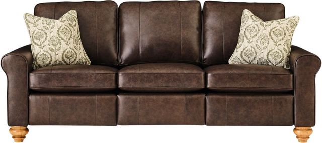 Best® Home Furnishings Customizable Weston Coll. Leather Manual Reclining Sofa with Honey Birch Legs-1
