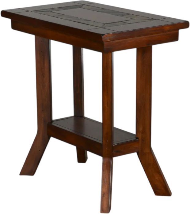 Sunny Designs™ Santa Fe Dark Chocolate Chair Side Table with Lower Shelf-0