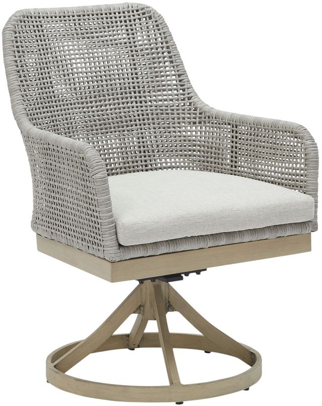 Signature Design by Ashley® Seton Creek 2-Piece Gray Aluminum/Resin Outdoor Dining Swivel Chair-2