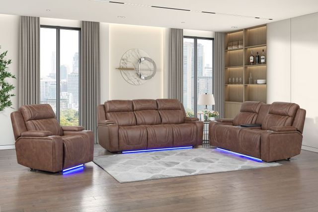 New Classic® Home Furnishings Carrow Brown Power Glider Recliner-3