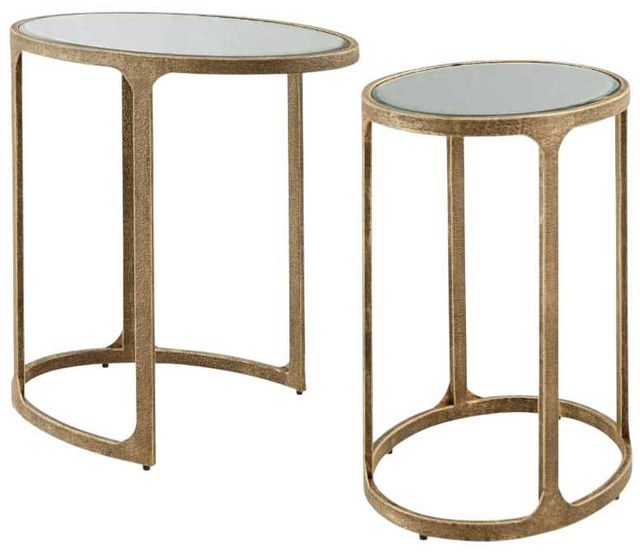 Signature Design by Ashley® Irmaleigh 2-Piece Glass Top Accent Table with Antique Gold Base
