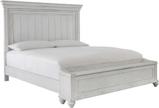 Benchcraft® Kanwyn Whitewash King Panel Bed with 1-Bench Storage 