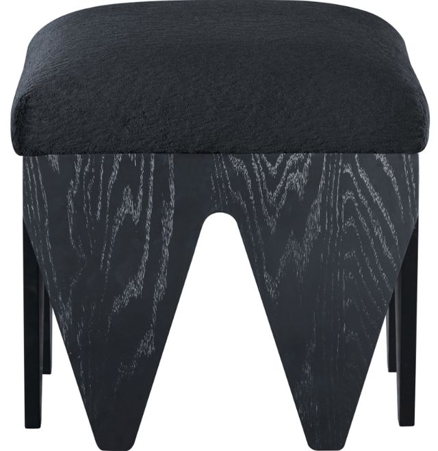 Meridian Furniture Altair Black Velour Fur Fabric Upholstered Bench-1