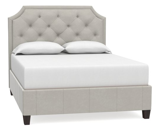 Bassett® Furniture Custom Upholstered Beds Florence Leather Clipped Corner Storage Bed-1
