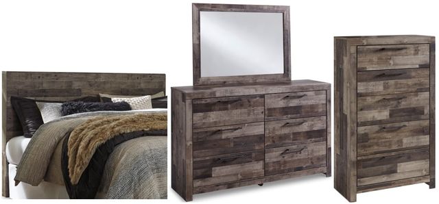 Benchcraft® Derekson 4-Piece Multi Gray King Panel Headboard Bed Set-0