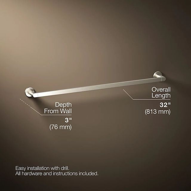 KOHLER® Composed® Vibrant Brushed Nickel 30" Towel Bar-2