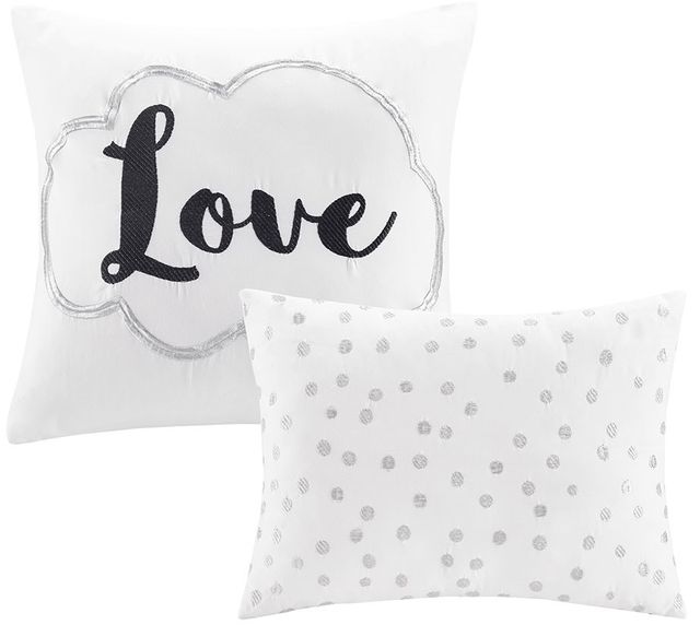 Olliix by Intelligent Design Raina Silver and White Twin/Twin XL Metallic Printed Comforter Set-2