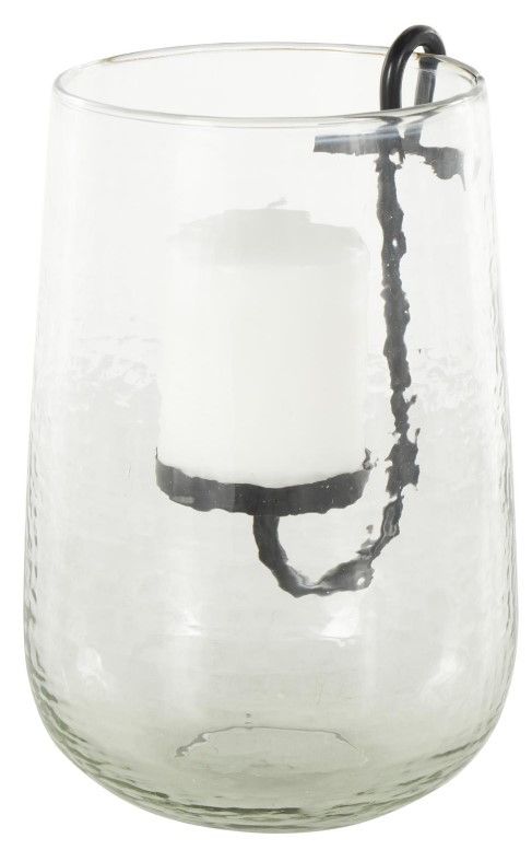 Deco Marche Clear Glass 7'' Candle Holder with Black Accents-0