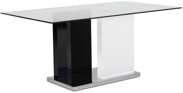 Mazin Furniture Libra Glass Top Dining Table with Black and White Base -0