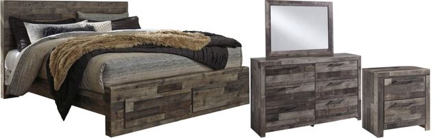 Benchcraft® Derekson 4-Piece Multi Gray Queen Panel Storage Bed Set-0