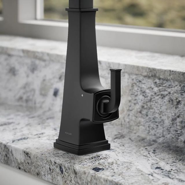 KOHLER® Riff® Matte Black Touchless Kitchen Sink Faucet with 3-Function Sprayhead-4
