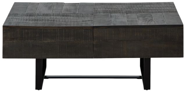 Signature Design by Ashley® Kevmart Grayish Brown Coffee Table with Black Metal Base-2