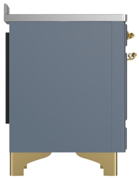 Ilve® Majestic III 48" Blue Gray Pro Style Induction Range with Solid Door and Brass Trim-3