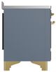 Ilve® Majestic III 48" Blue Gray Pro Style Induction Range with Solid Door and Brass Trim-3