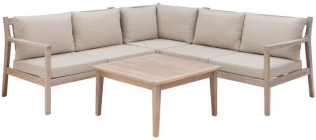 Linon Svana 4-Piece Beige/Natural Fabric/Wood Outdoor Conversation Set-0