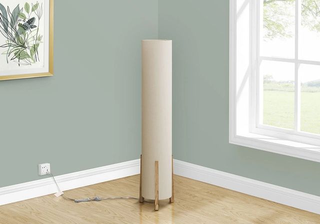 Monarch Specialties Inc. Brown Wood Look Floor Lamp with High Lamp Shade-2