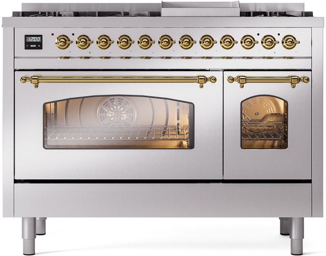 Ilve® Nostalgie II Series 48" Stainless Steel Pro Style Dual Fuel Range