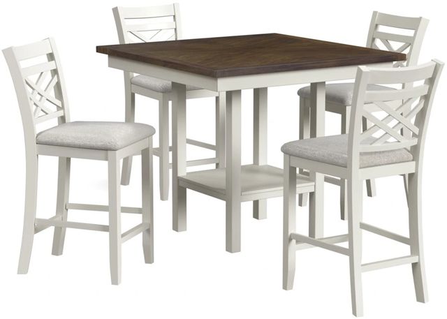 Elements International Brooks 5-Piece Medium Brown/Cream/White Counter Dining Set-0