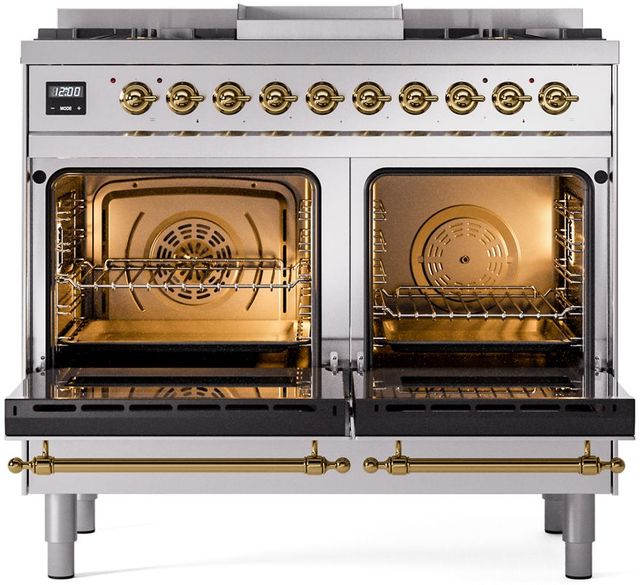 Ilve® Nostalgie II Series 40" Stainless Steel Pro Style Dual Fuel Range-1