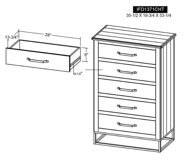 International Furniture Direct Teak Stained Dark Chest-2