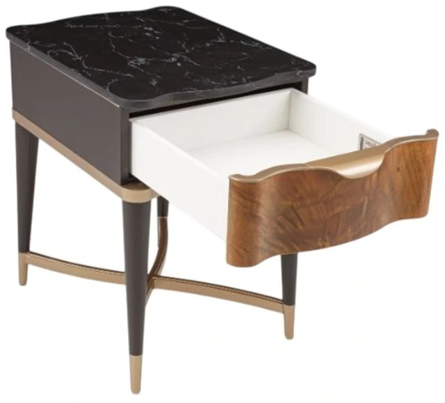 Michael Amini® Malibu Crest Black End Table Burnished Gold Legs-3