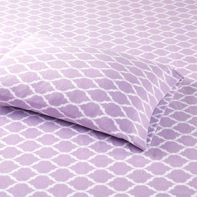 Olliix by True North by Sleep Philosophy 4 Piece Purple Ogee Queen Micro Fleece Sheet Set-2