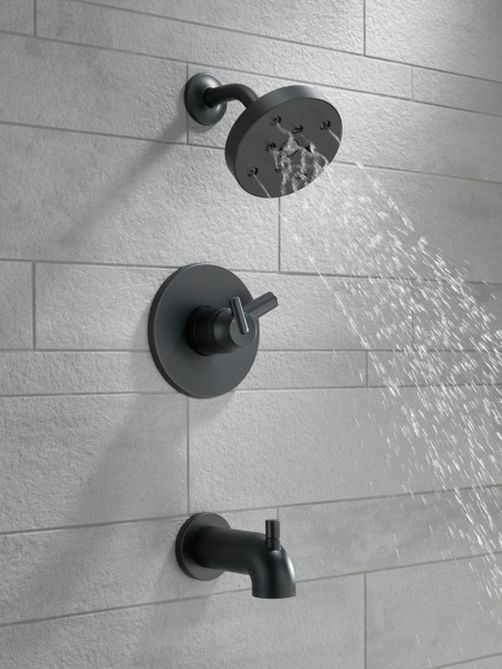 Delta Trinsic® Monitor® 17 Series H2Okinetic® Matte Black Tub and Shower Trim-4