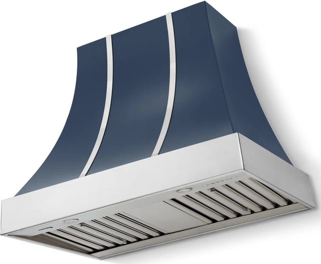 La Cornue CornuFé Cascade 36" Winter Sky Mounted Range Hood with Polished Chrome Trim-0