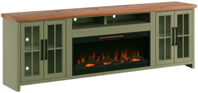 Legends Home Vineyard Fruitwood/Sage Green 97" Fireplace Console-0