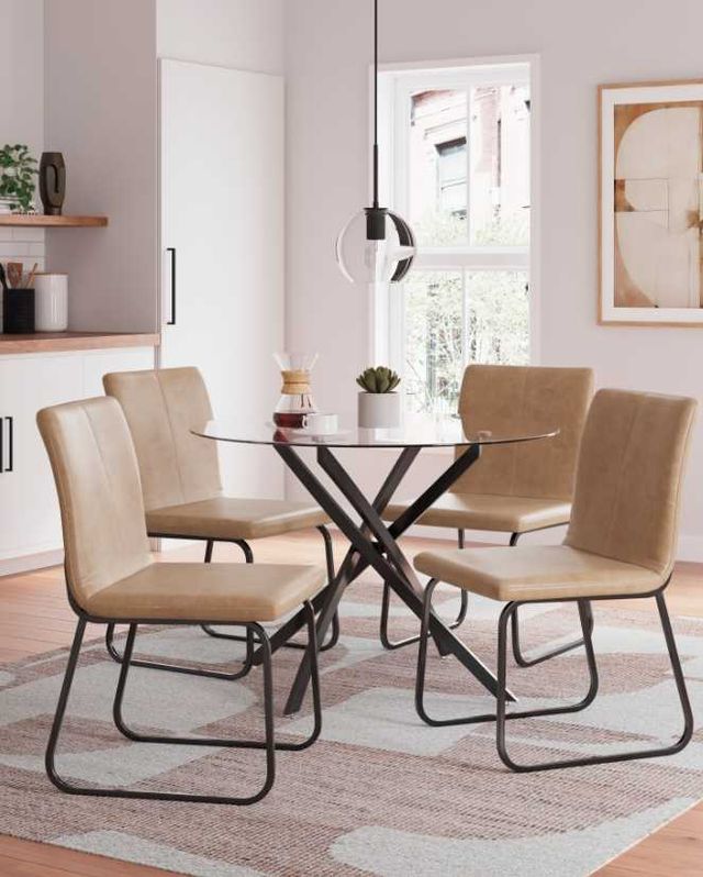 Signature Design by Ashley® Pharwynn Glass Top Dining Table with Black Base-3