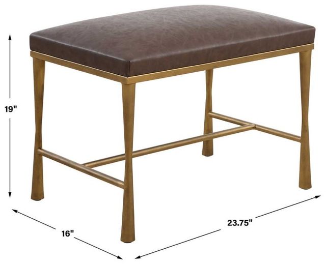 Uttermost® Reform Antiqued Gold/Cocoa Small Bench-2