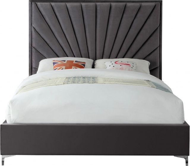 Meridian Furniture Eclipse Grey Velvet Full Bed-2