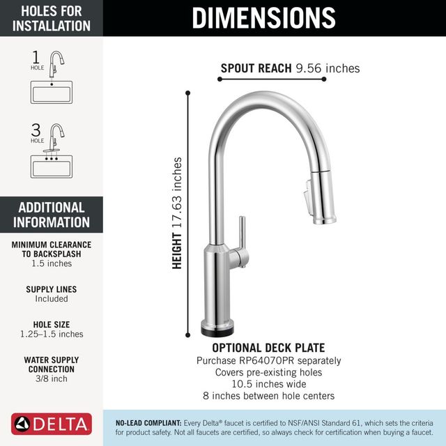 Delta Cordova™ Lumicoat® Chrome Touch2O® Technology Kitchen Faucet with Touchless Technology-2