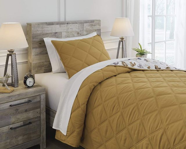Signature Design by Ashley® Cooperlen Golden Brown Twin Quilt Set-2