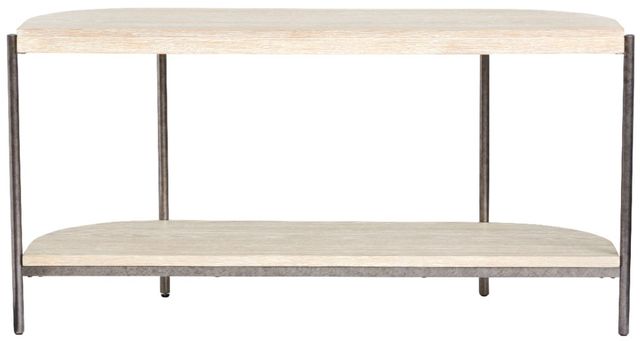 Magnussen Home® Jennings Edgecomb Gray Demilune Sofa Table with Weathered Antique Nickel Base-3