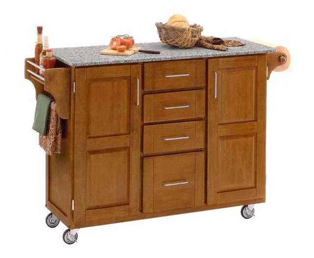 homestyles® Create-a-Cart Medium Oak/Salt-and-Pepper Granite Kitchen Cart-0