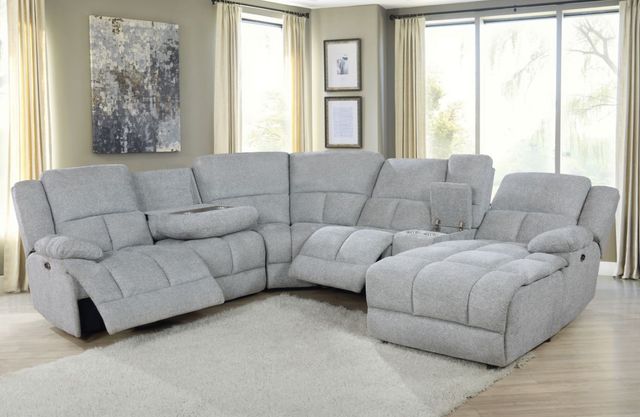 Coaster® Belize Grey 6-Piece Pillow Top Arm Power Sectional -3