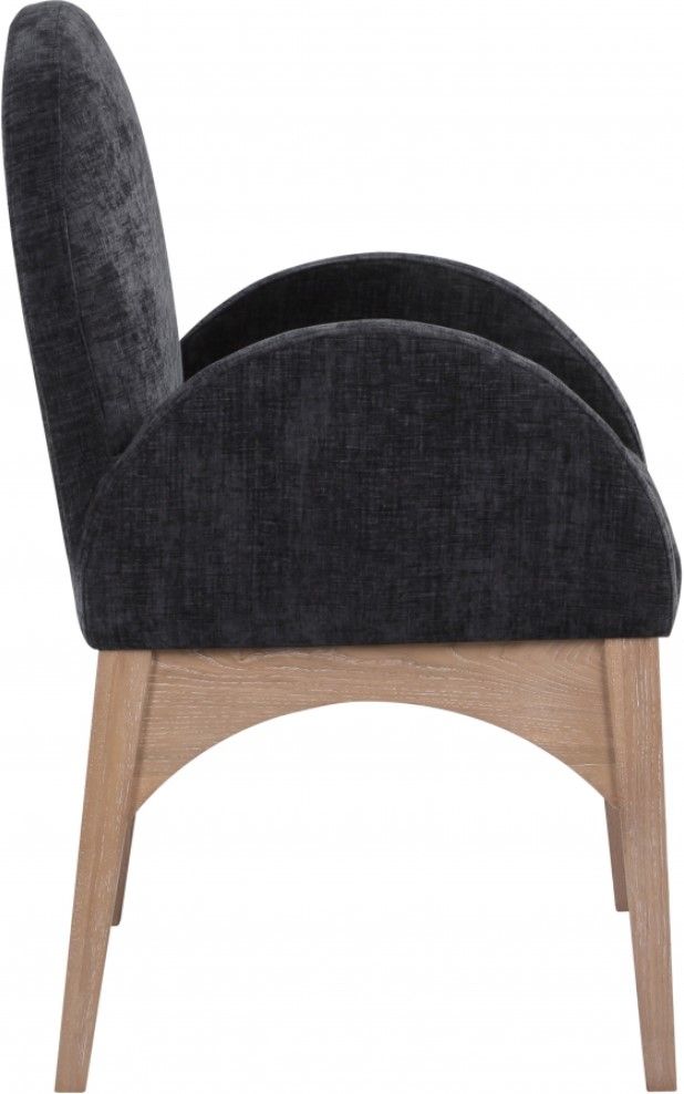 Meridian Furniture Waldorf Black/Natural Chenille Upholstered Dining Arm Chair-3