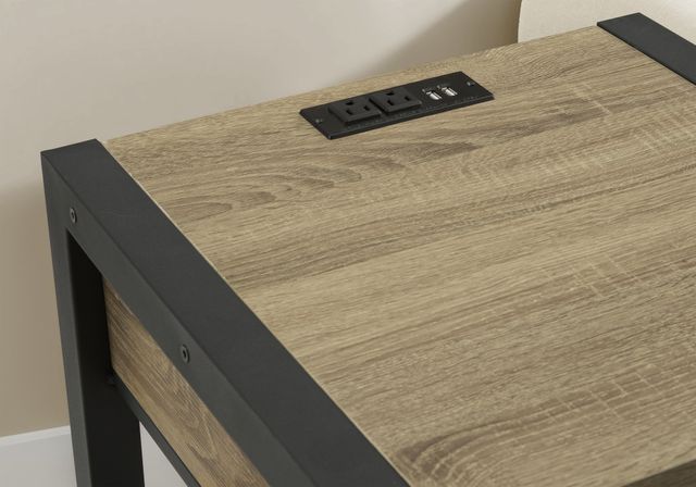 Monarch Specialties Inc. Black/Dark Taupe 24" End Side Table with 1 Drawer-3