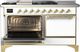 Ilve® Majestic III 60'' White Pro Style Dual Fuel Liquid Propane Range with Solid Door and Brass Trim-2