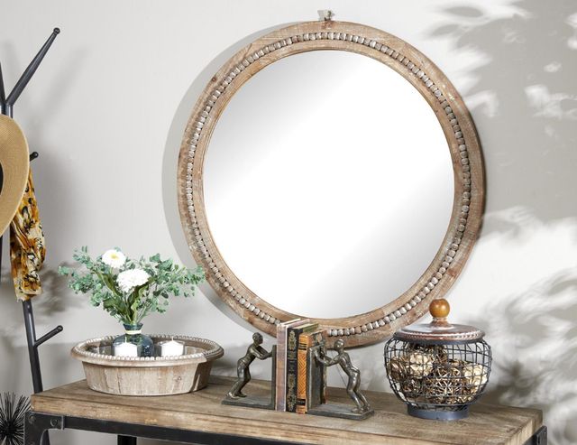 Deco Marche Light Brown Beaded Wall Mirror-4