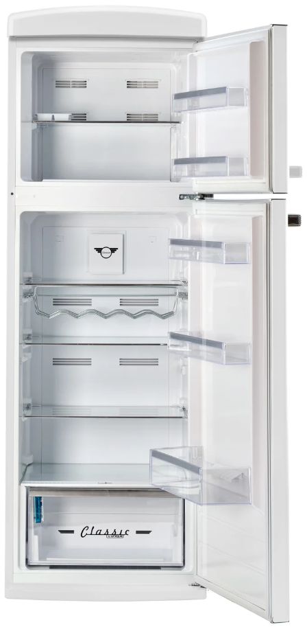 Unique Appliances 24” 11 Cu. Ft. Marshmallow White Top Freezer Refrigerator with Chrome Accent Handles-1