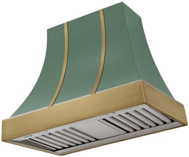 AGA Cascade 36" Mineral Green Wall Mounted Range Hood  with Antique Brass  Trim-0