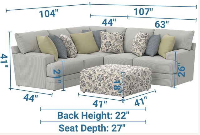 Jackson Furniture Stockbridge 3-Piece Slate Sectional with Ottoman-2