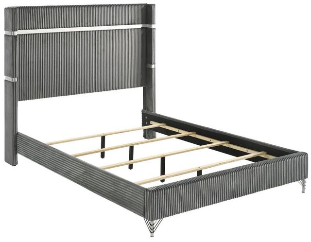 Coaster® Lucia Gray Queen Upholstered Panel Bed-1