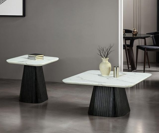 Furniture of America® Sindal White End Table with Black Base-1