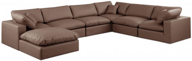 Meridian Furniture Comfy 7-Piece Brown Vegan Leather Sectional-0