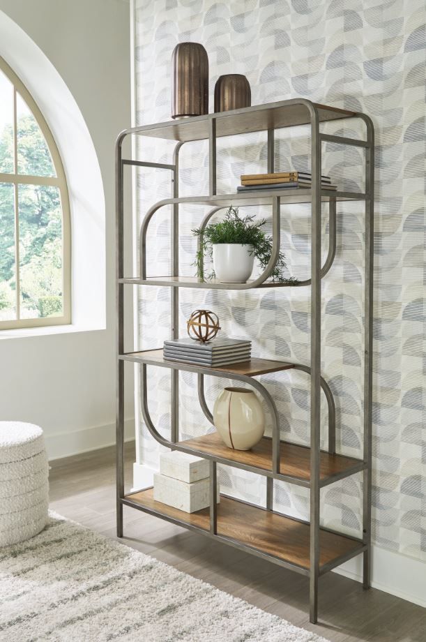 Signature Design by Ashley® Jaddon Antique Silver/Brown Bookcase-4