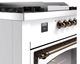 Ilve® Nostalgie II Noblesse 60'' White Pro Style Dual Fuel Range with Burnished Trim-4